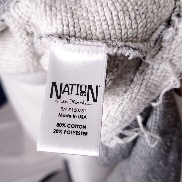 Nation LTD Raglan Frayed Hem Marled Knit slSweatshirt Blue White sz S - Picture 3 of 8